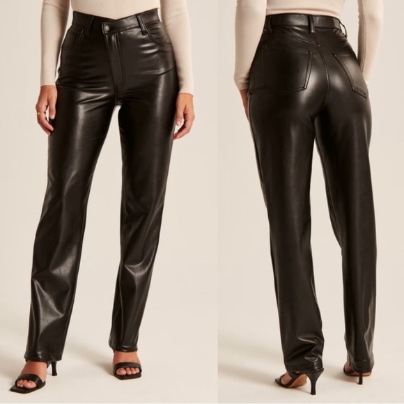 Abercrombie & Fitch Pants - NWT Abercrombie & Fitch Vegan Leather 90s Straight Pant - Black - Size 30/10s